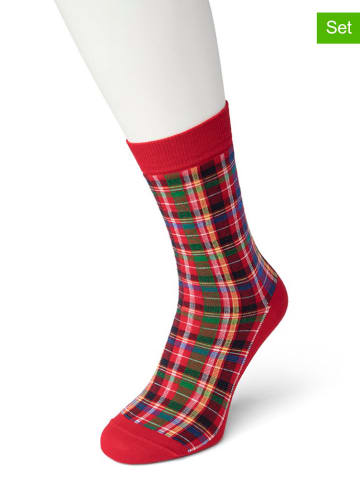 Bonnie Doon 2er-Set: Socken "Bright Checks" in Rot