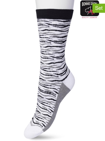 Bonnie Doon 2-delige set: sokken "Zebra" wit/zwart