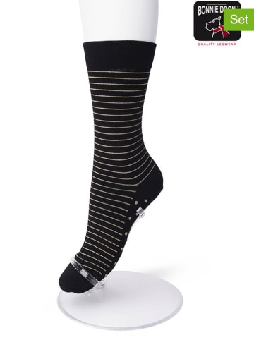 Bonnie Doon 2er-Set: Socken "Lurex stripe" in Schwarz
