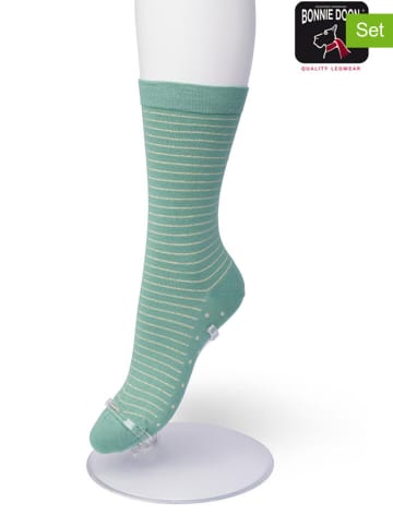 Bonnie Doon 2-delige set: sokken "Lurex stripe" groen