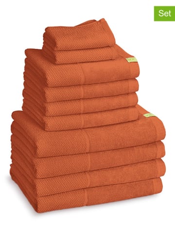 Kushel 10-delige handdoekenset "The Family Set" terracotta