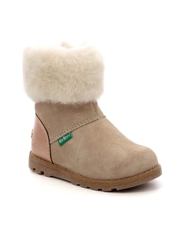 Kickers Leder-Winterboots "Nonofur" in Beige