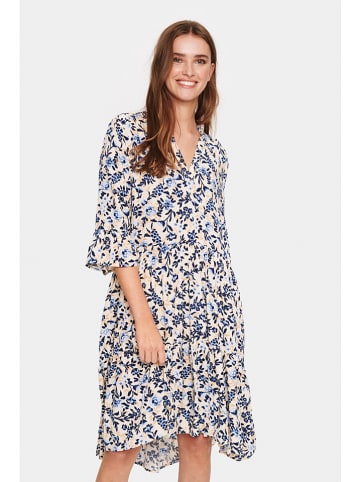SAINT TROPEZ Kleid in Beige/ Dunkelblau