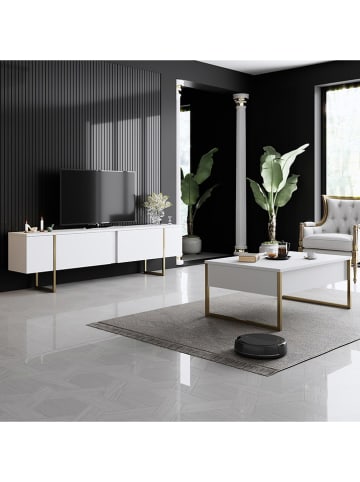 Evila TV-Regal "Luxe" in Weiß - (B)180 x (H)50 x (T)30 cm