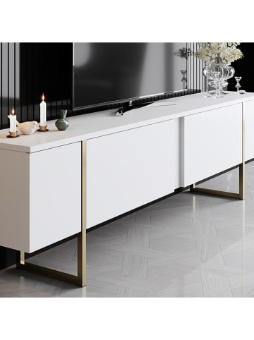 Evila TV-Regal "Luxe" in Weiß - (B)180 x (H)50 x (T)30 cm