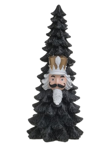 InArt Decoratief figuur "Tree/Nutcracker" zwart/goudkleurig/wit - (H)26 x Ø 11 cm