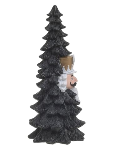 InArt Dekofigur "Tree/ Nutcracker" in Schwarz/ Gold/ Weiß - (H)26 x Ø 11 cm