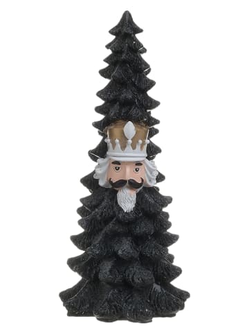 InArt Decoratief figuur "Tree/Nutcracker" zwart/goudkleurig/wit - (H)21 x Ø 9 cm