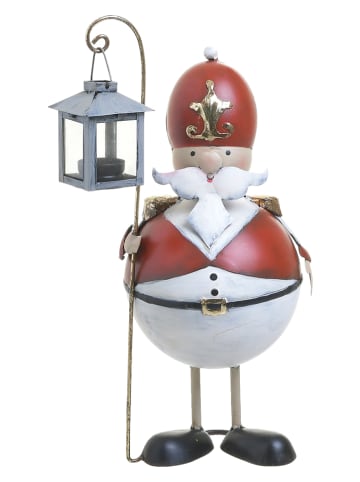InArt Decoratief figuur "Santa" wit/rood/grijs - (B)18 x (H)31 x (D)11 cm