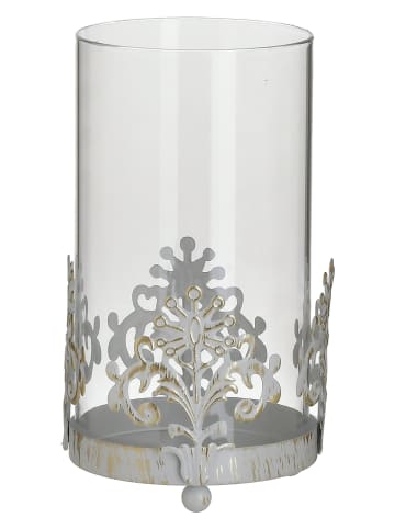 InArt Kerzenständer in Transparent/ Weiß/ Gold - (H)18 x Ø 10 cm
