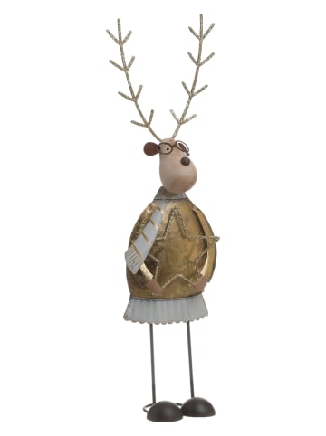 InArt Dekofigur "Reindeer" in Gold/ Weiß - (B)9 x (H)30 x (T)6 cm