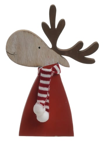 InArt Decoratief figuur "Reindeer" rood/beige/bruin - (B)19 x (H)27 x (D)3 cm