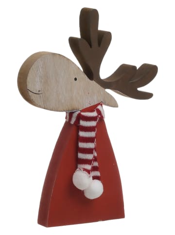 InArt Decoratief figuur "Reindeer" rood/beige/bruin - (B)19 x (H)27 x (D)3 cm