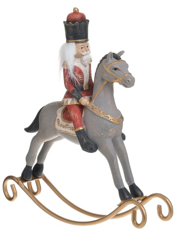 InArt Dekofigur "Rocking Horse" in Grau/ Rot/ Gold - (B)22 x (H)23 x (T)5 cm