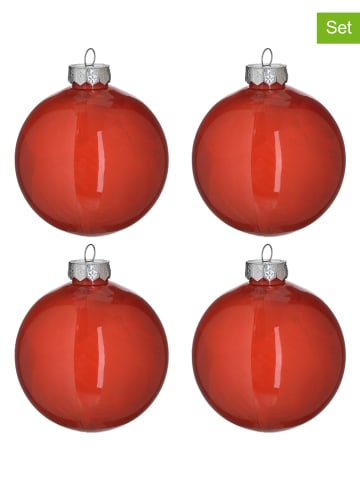 InArt 4-delige set: kerstballen rood - Ø 10 cm
