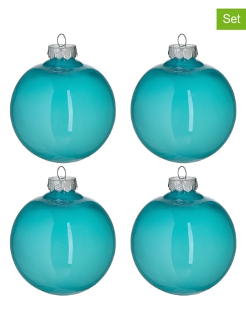InArt 4-delige set: kerstballen turquoise - Ø 10 cm