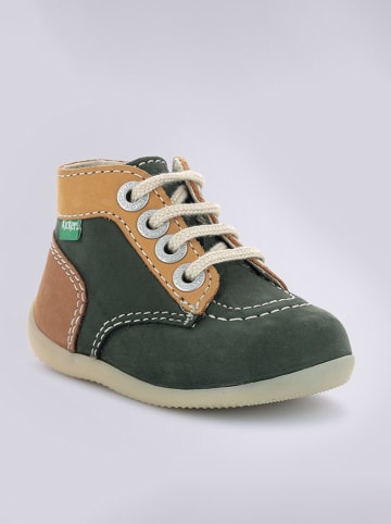 Kickers Leren boots "Bonzip" groen/beige