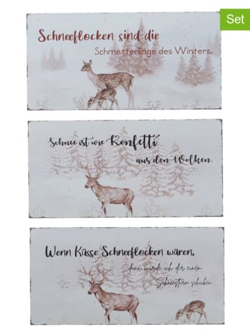 Boltze 3er-Set: Schilder "Anton" in Weiß - (B)40 cm