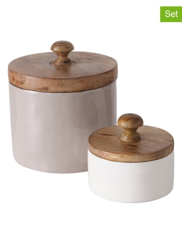 Boltze 2er-Set: Vorratsdosen "Pelia" in Grau/ Weiß