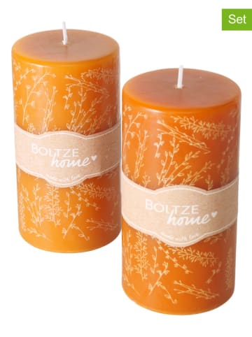 Boltze 2er-Set: Stumpenkerzen "Gresa" in Orange - 2x 440 g