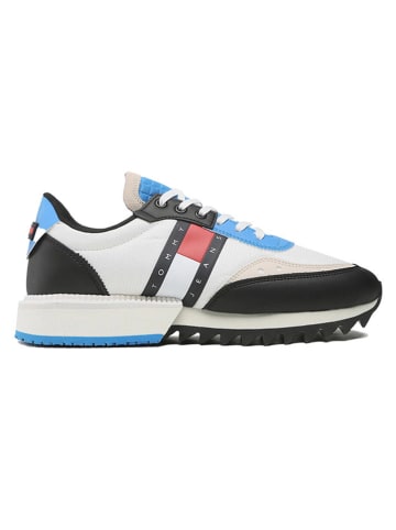 Tommy Hilfiger Leren sneakers wit/lichtblauw