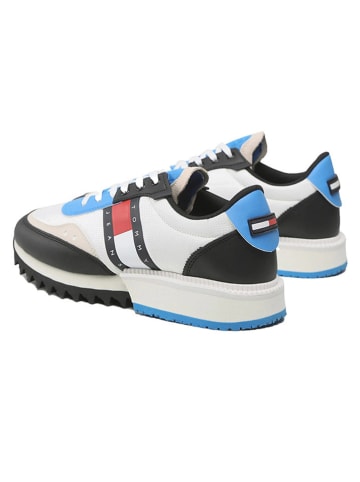 Tommy Hilfiger Leren sneakers wit/lichtblauw