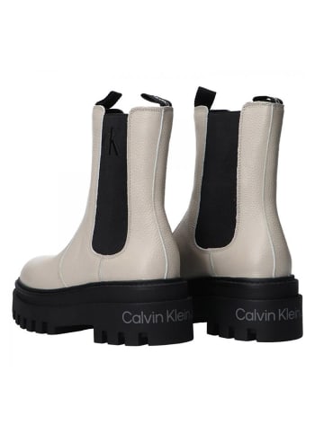 Calvin Klein Leder-Chelsea-Boots in Creme