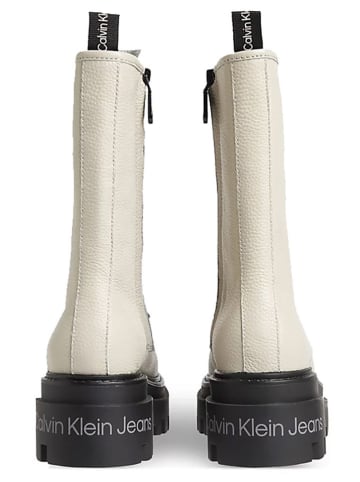 Calvin Klein Leder-Boots in Creme