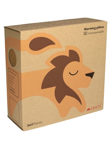 Leschi Warmtekussen voor nek & schouders "Leeuw Juri" beige - (L)36 x (B)24 cm