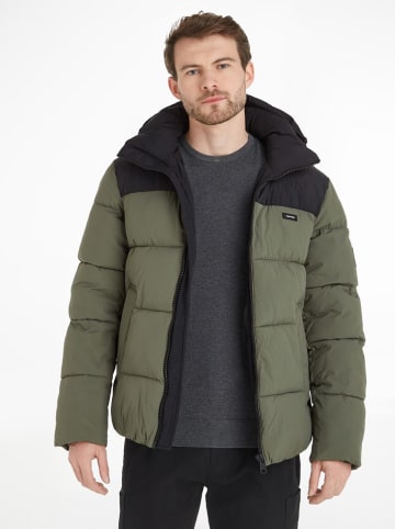 Calvin Klein Winterjacke in Khaki/ Schwarz