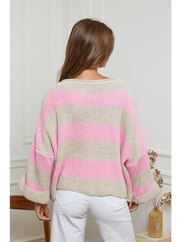 Plume Sweter "Myriam" w kolorze jasnoróżowo-kremowym