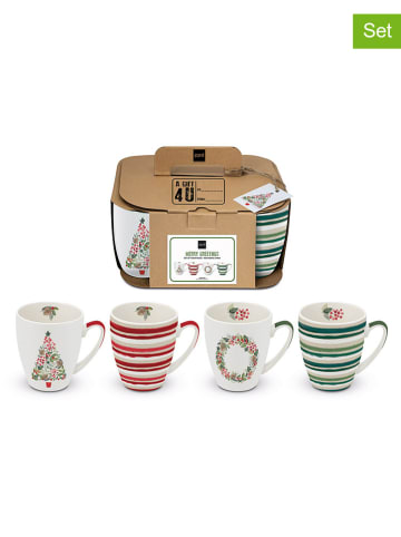 ppd 4er-Set: Jumbotassen "Merry Greetings" in Bunt - 350 ml
