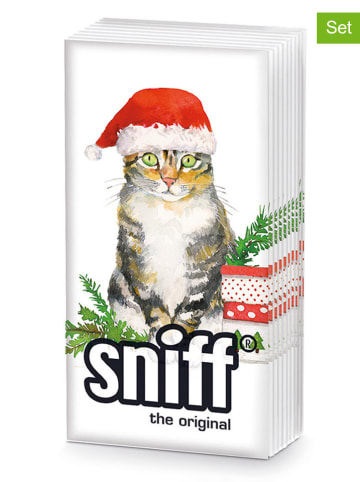 ppd 2-delige set: zakdoeken "Christmas Kitty" wit/meerkleurig