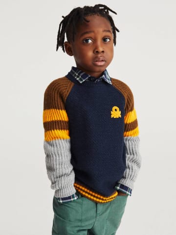 Benetton Pullover in Dunkelblau/ Bordeuax/ Grau