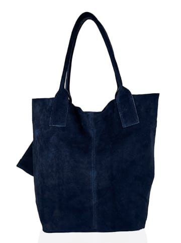 Florence Bags Leder-Shopper "Croas" in Dunkelblau - (B)33 x (H)40 x (T)15 cm
