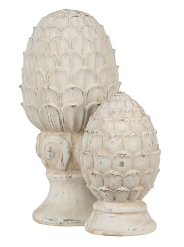 Clayre & Eef 2-delige set: decoratieve figuren wit - (H)18 cm x Ø 10 cm