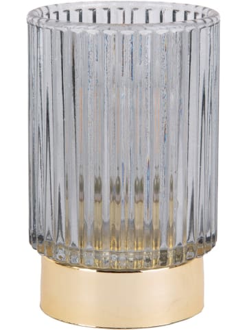 Present Time LED-Tischleuchte "Ribbed" in Grau/ Gold - (H)13 x Ø 8,5 cm