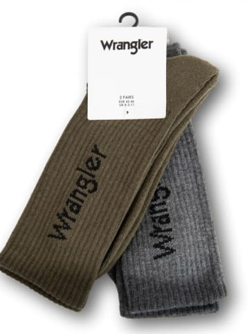 Wrangler 2er-Set: Socken in Khaki/ Grau