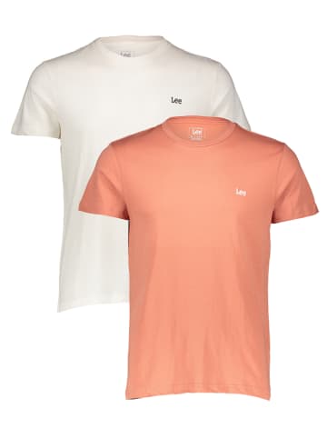 Lee 2er-Set: Shirts in Weiß/ Apricot