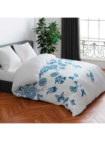 CXL by Christian Lacroix 2-delige set: satijnen beddengoedset wit/lichtblauw