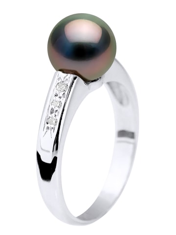 Mitzuko Weißgold-Ring mit Diamanten und Perle