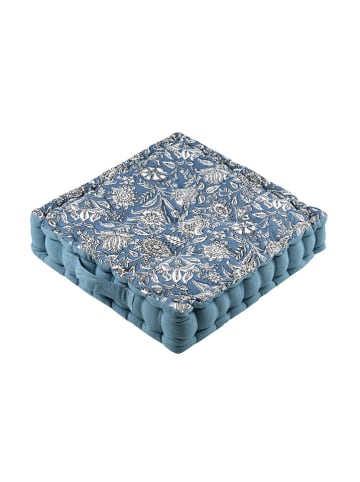 STOF France Vloerkussen "Julianne" blauw/wit - (L)45 x (B)45 x (H)10 cm