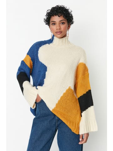 trendyol Sweter w kolorze beżowo-niebiesko-żółtym