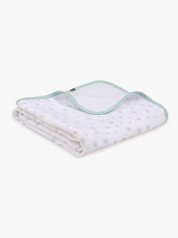 Emma&Noah Kuscheldecke in Weiß/ Grün - (L)95 x (B)75 cm