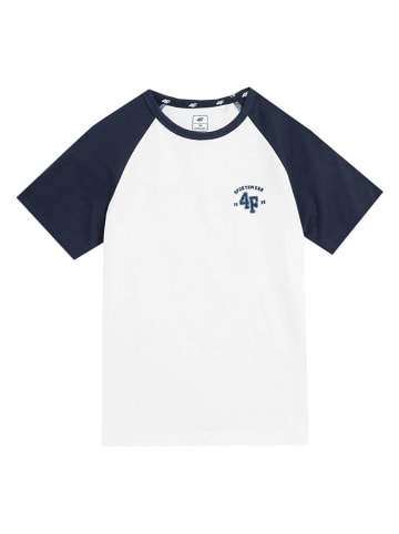 4F Shirt wit/donkerblauw