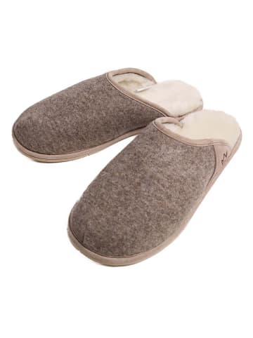 Kaiser Naturfellprodukte H&L Lammfell-Pantoletten "Cosy Filz" in Braun