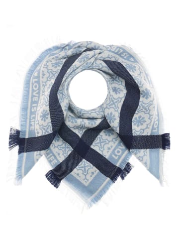 Zwillingsherz Driehoekige sjaal "Laurina" lichtblauw/donkerblauw - (L)110 x (B)110 cm