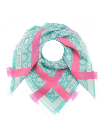 Zwillingsherz Driehoekige sjaal "Laurina" mintgroen/roze - (L)110 x (B)110 cm