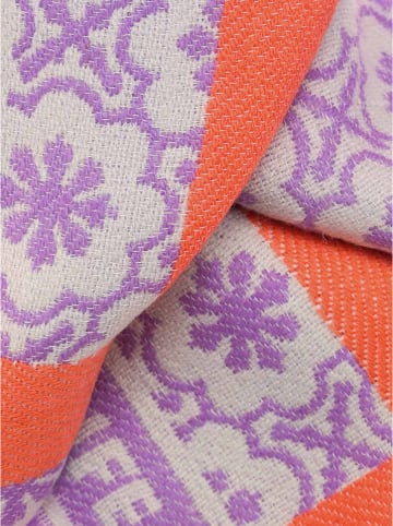 Zwillingsherz Driehoekige sjaal "Laurina" beige/paars/oranje - (L)110 x (B)110 cm
