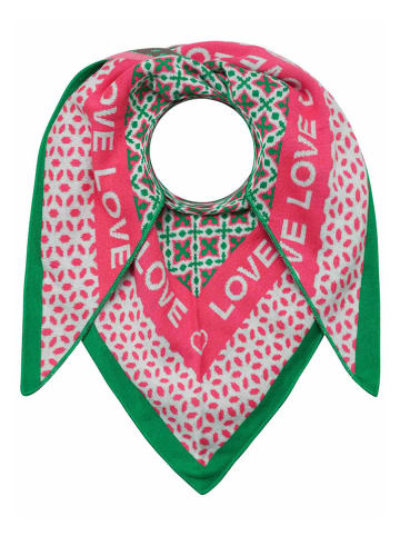 Zwillingsherz Driehoekige sjaal "Eleonore" roze/groen - (L)200 x (B)100 cm
